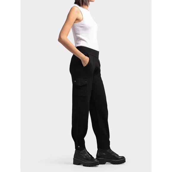 NEW MINNIE ROSE cotton blend pleated snap leg pant in black - Picture 3 of 4